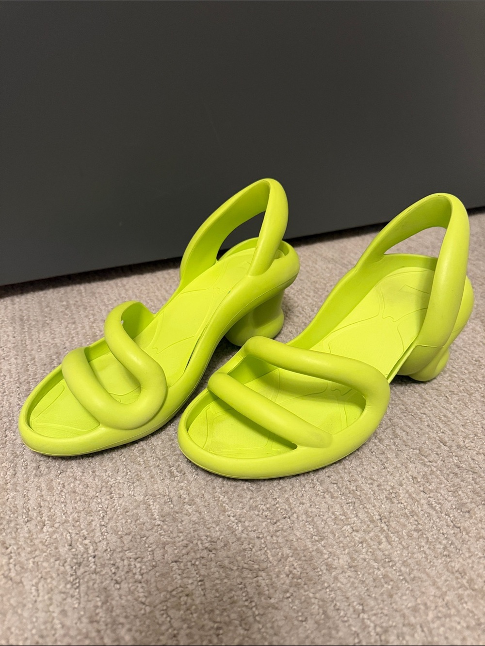 Camper Neon Lime Green Slingback Sandals